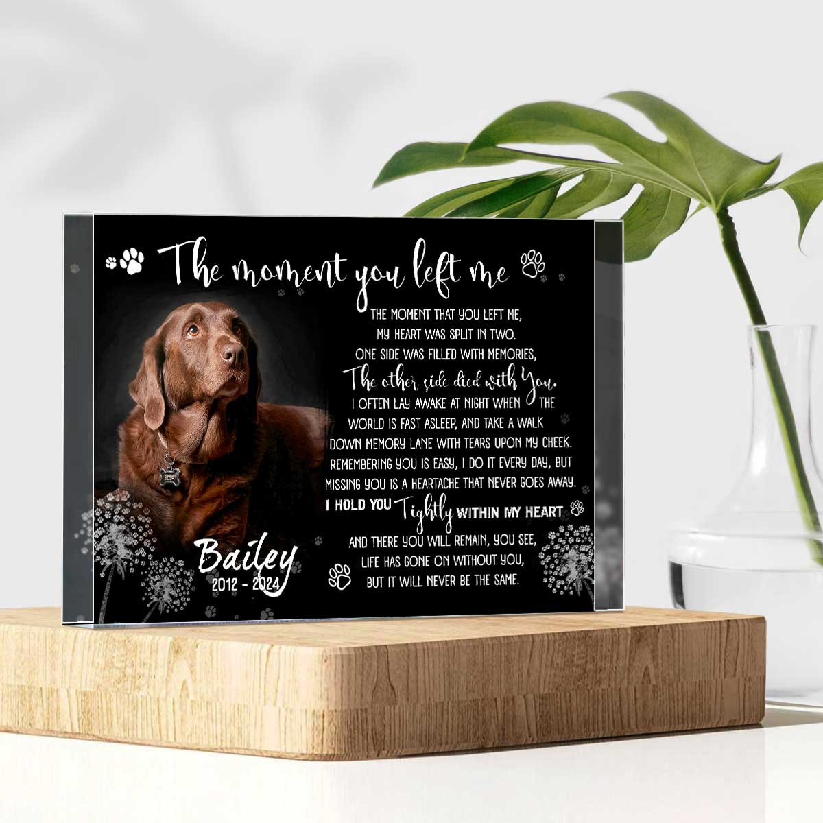 Dog Remembrance Plaque Personalized Photo - Custom Pet Memorial Gifts - Sympathy Gift For Loss Of Dog