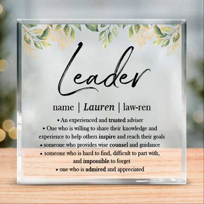 Leader Definition Personalized Acrylic Plaque – Leadership Gifts – Thank You Gifts For Leader
