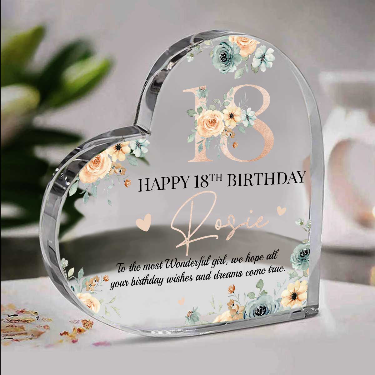 Personalized Happy 18th Birthday Heart Acrylic Plaque -18th Birthday Gift For Daughter Friends – 18 Years Old Keepsake Gifts