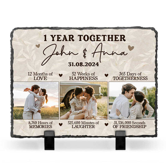 Personalized First Wedding Anniversary Rock Slate With Photo – Custom 1st Anniversary Gift For Him For Her - 1 Year Together Keepsake