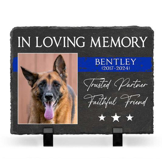 Trusted Partner Faithful Friend – Police K9 Memorial Custom Picture Slate – Police Dog Memorial Gifts – K9 Officer End Of Watch Gift