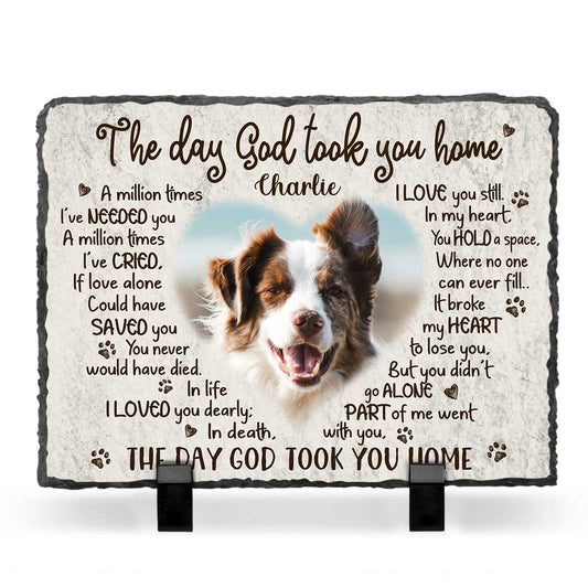 The Day God Took You Home – Personalized Dog Loss Rectangle Photo Slate – Pet Memorial Gifts