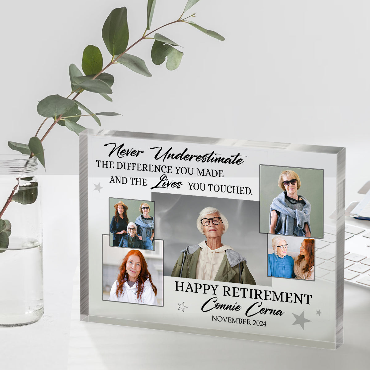 Happy Retirement Personalized Picture Acrylic Block – Custom Gift For Retirement - Unique Retirement Gifts