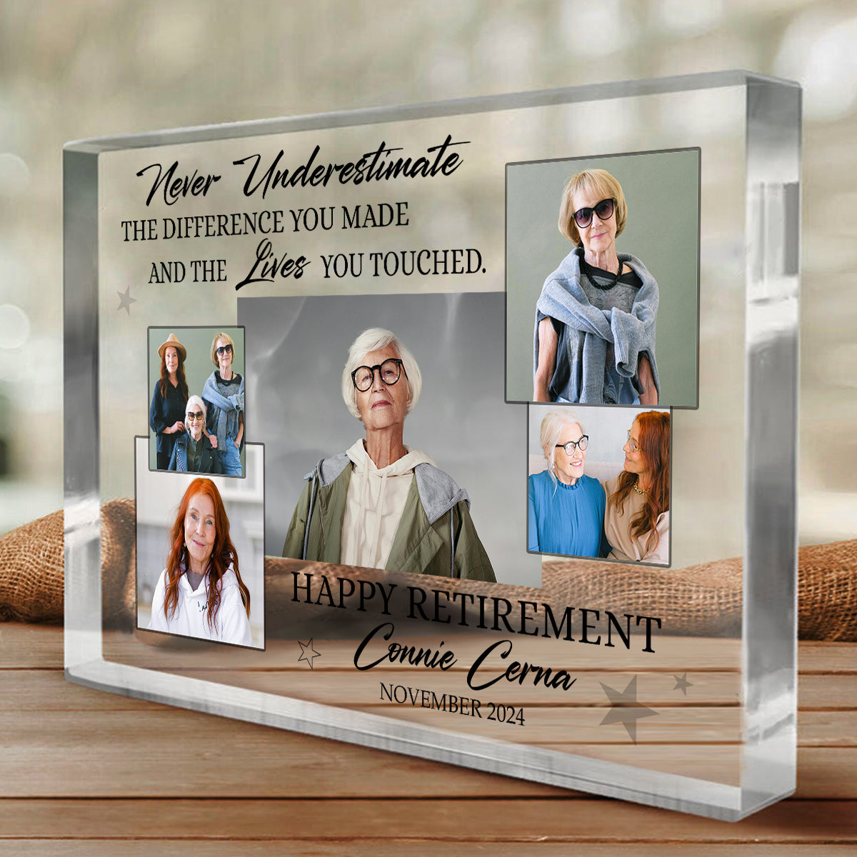 Happy Retirement Personalized Picture Acrylic Block – Custom Gift For Retirement - Unique Retirement Gifts