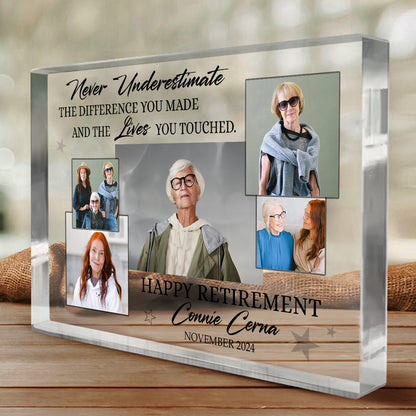 Happy Retirement Personalized Picture Acrylic Block – Custom Gift For Retirement - Unique Retirement Gifts