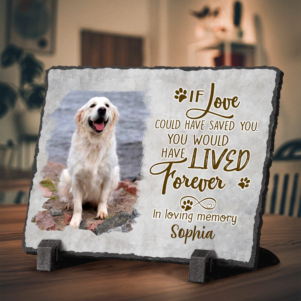 If Love Could Have Saved You – Dog Memorial Stone Personalized, Rectangle Rock Slate, In Loving Memory Dog Loss Gifts