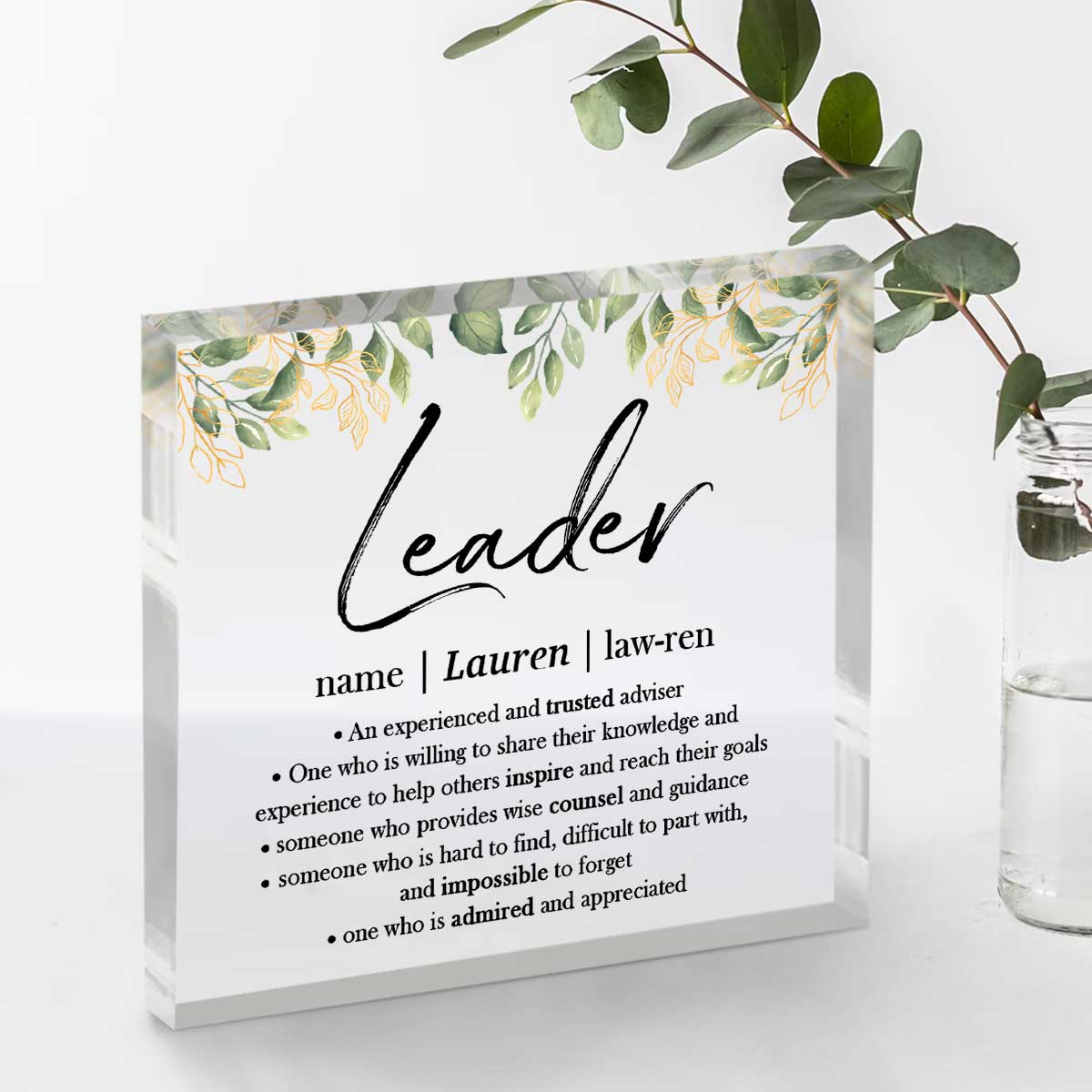 Leader Definition Personalized Acrylic Plaque – Leadership Gifts – Thank You Gifts For Leader