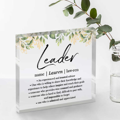 Leader Definition Personalized Acrylic Plaque – Leadership Gifts – Thank You Gifts For Leader