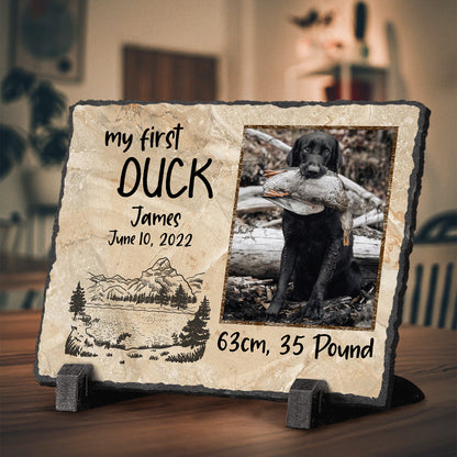 My First Duck – Personalized Duck Hunting Photo Slate – Father’s Day Gifts For Hunting Dad – Hunting Memory Keepsake