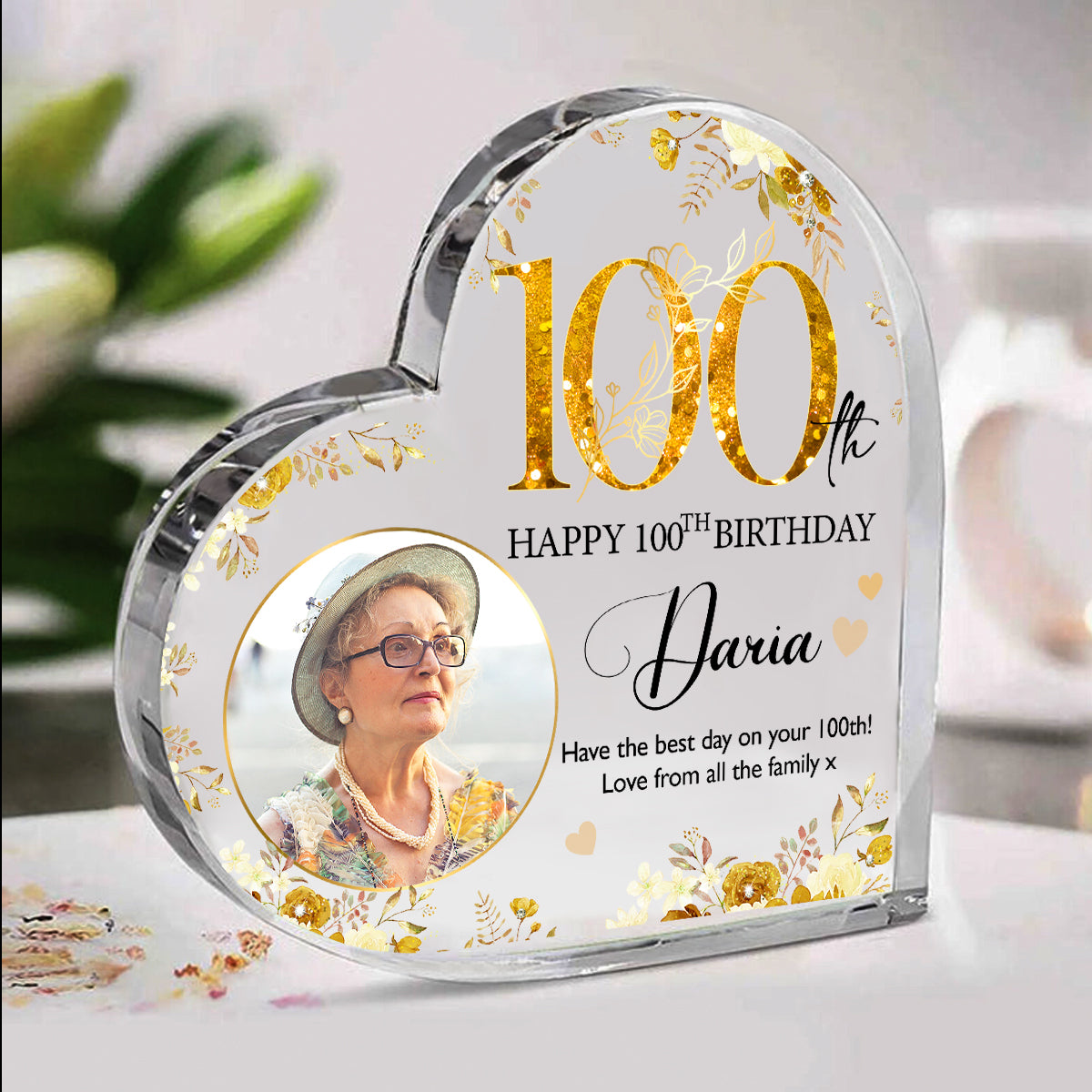 Personalized 100th Birthday Acrylic Plaque – 100th Birthday Gift - Custom 100th Birthday Keepsake Gift For Grandma