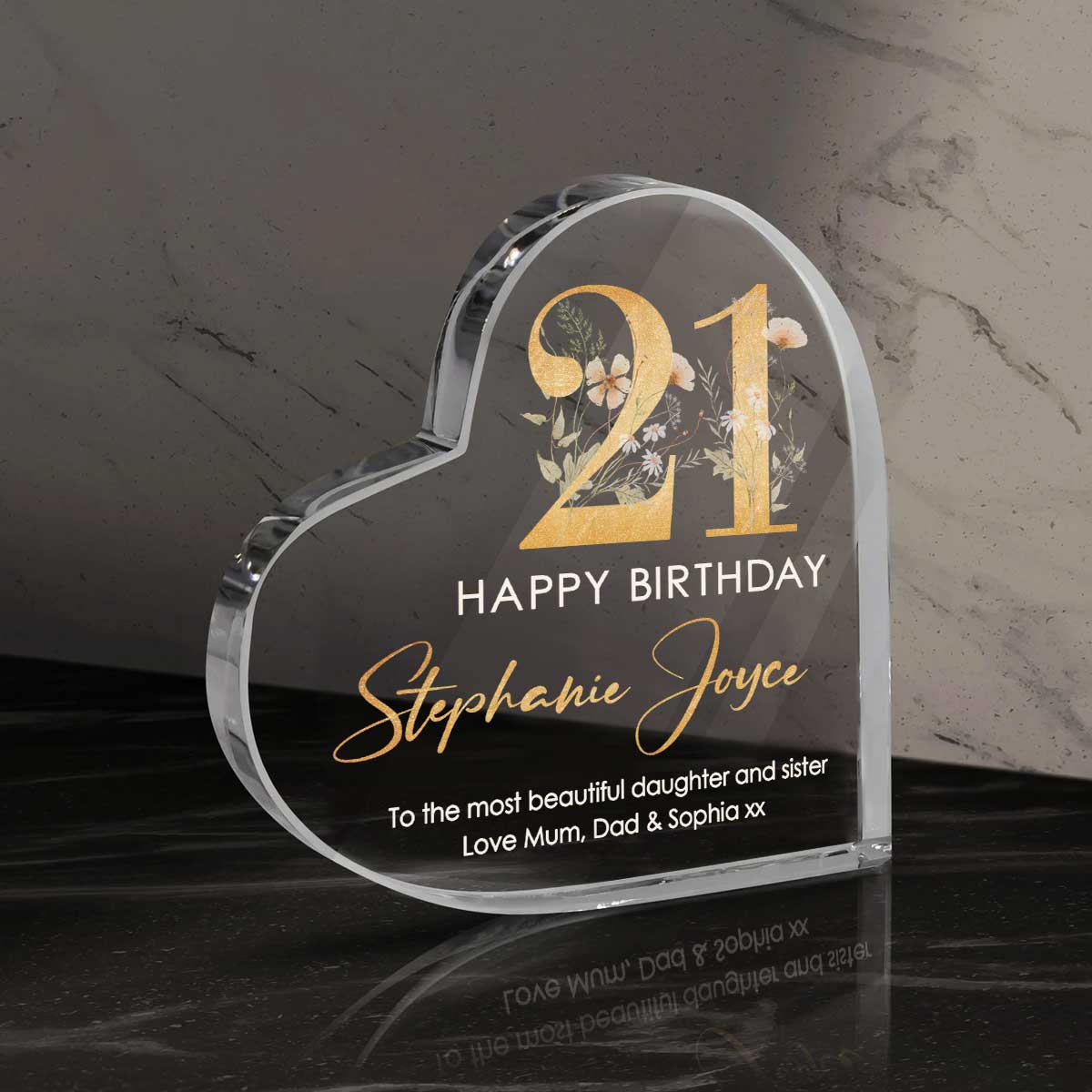 Personalized 21st Birthday Gift Heart Plaque – Custom 21 Birthday Keepsake Gift – 21st Birthday Gift For Her