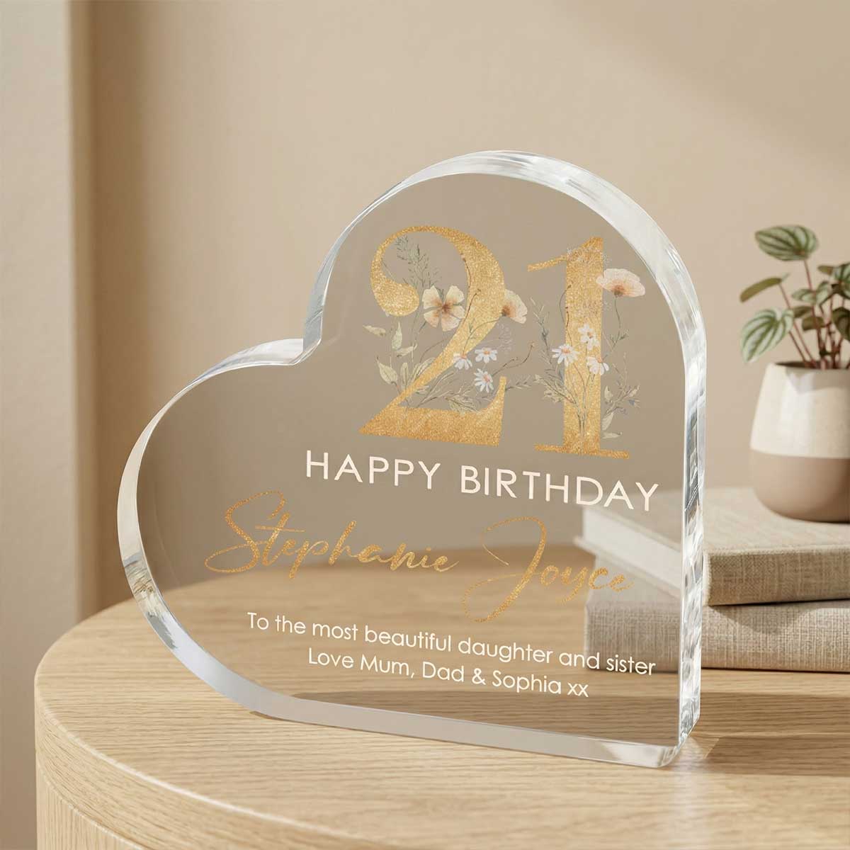 Personalized 21st Birthday Gift Heart Plaque – Custom 21 Birthday Keepsake Gift – 21st Birthday Gift For Her