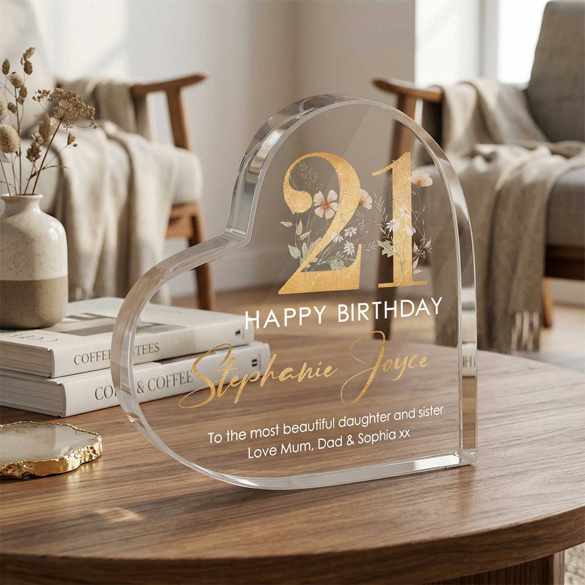 Personalized 21st Birthday Gift Heart Plaque – Custom 21 Birthday Keepsake Gift – 21st Birthday Gift For Her