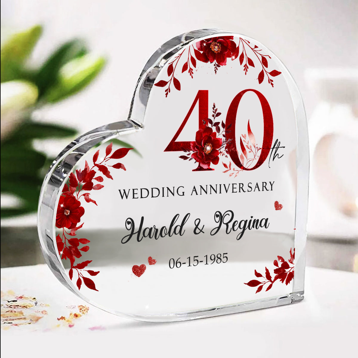 Personalized 40th Wedding Anniversary Gift - Ruby Anniversary Acrylic Plaque for Parents - Custom 40 Year Anniversary Photo Keepsake for Couple