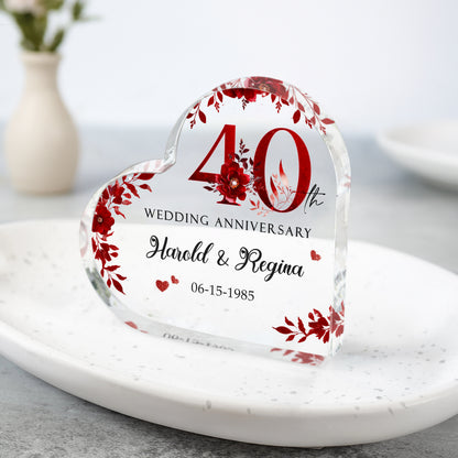 Personalized 40th Wedding Anniversary Gift - Ruby Anniversary Acrylic Plaque for Parents - Custom 40 Year Anniversary Photo Keepsake for Couple