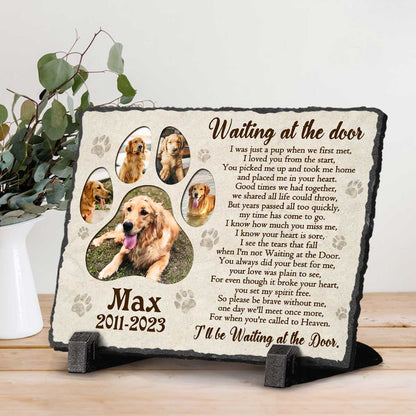 Personalized Photo Dog Paw Stone – Outdoor Pet Memorial Stone Rectangle Slate – Dog Remembrance Gifts