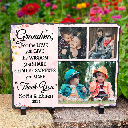 Personalized Thank You Grandma Photo Slate Stone, Custom Photo Grandma Mother’s Day Gift, Keepsake Gift For Grandma