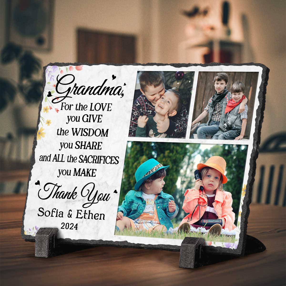 Personalized Thank You Grandma Photo Slate Stone, Custom Photo Grandma Mother’s Day Gift, Keepsake Gift For Grandma