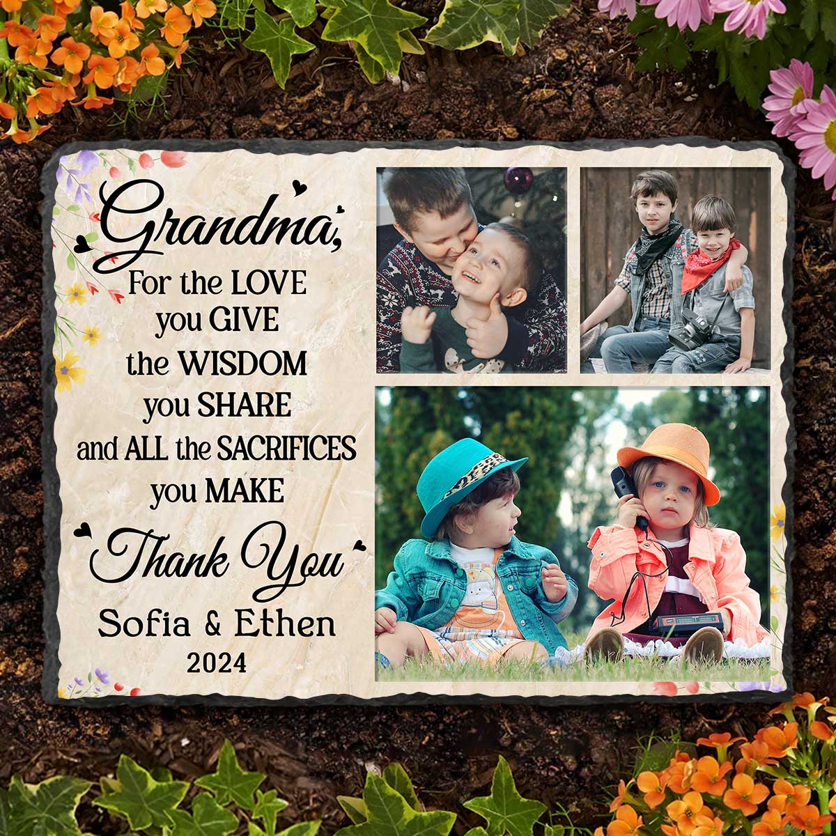 Personalized Thank You Grandma Photo Slate Stone, Custom Photo Grandma Mother’s Day Gift, Keepsake Gift For Grandma