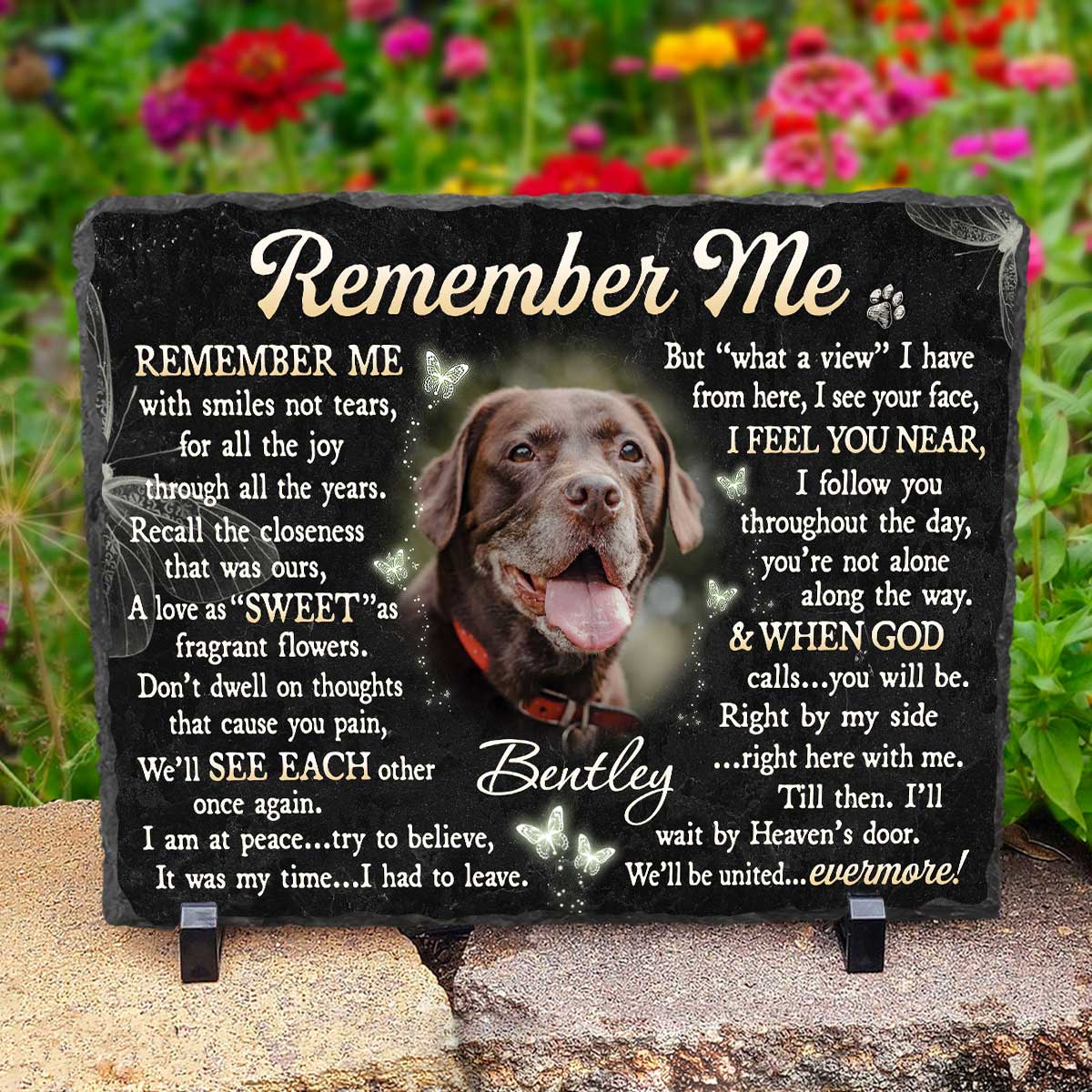 Personalized Dog Tombstone - Pet Loss Sympathy Gifts - Memory Pet Gifts - Remember Me Pet Photo Stone Slate