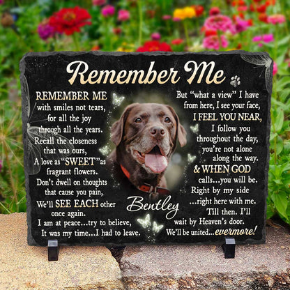 Personalized Dog Tombstone - Pet Loss Sympathy Gifts - Memory Pet Gifts - Remember Me Pet Photo Stone Slate