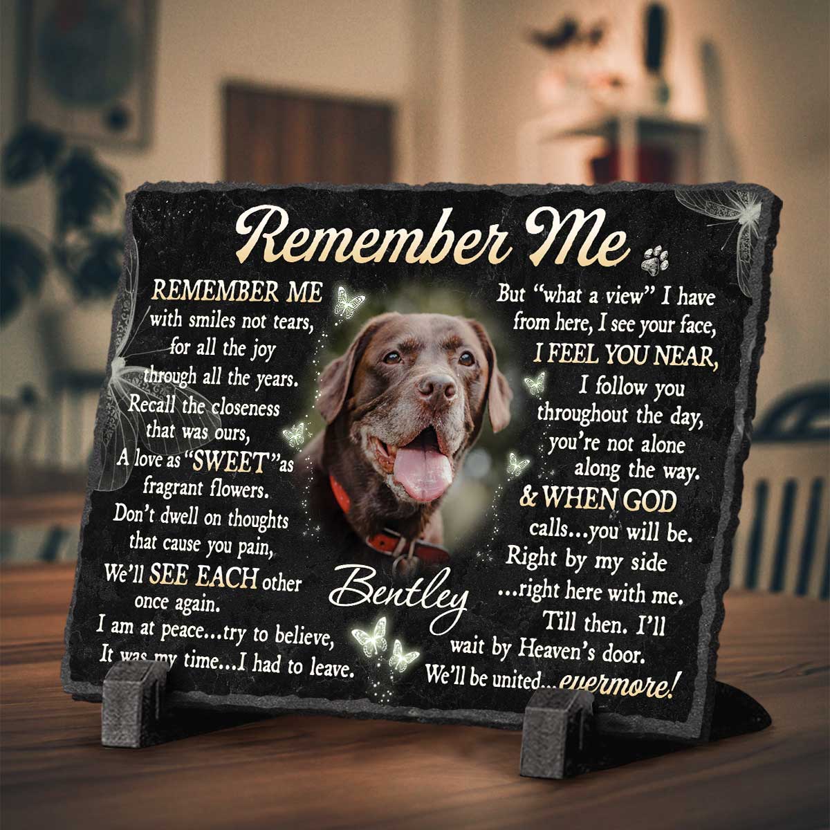 Personalized Dog Tombstone - Pet Loss Sympathy Gifts - Memory Pet Gifts - Remember Me Pet Photo Stone Slate