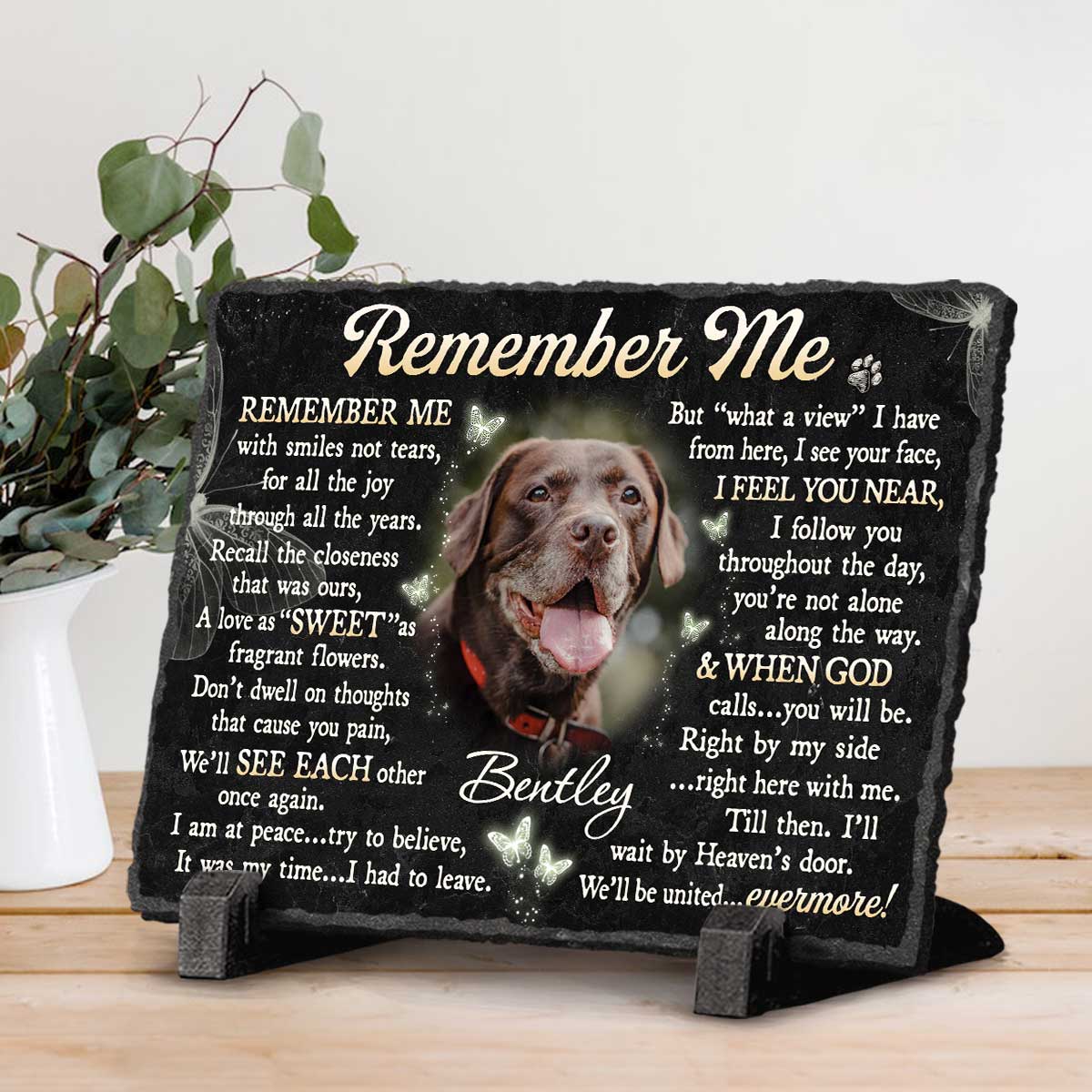 Personalized Dog Tombstone - Pet Loss Sympathy Gifts - Memory Pet Gifts - Remember Me Pet Photo Stone Slate