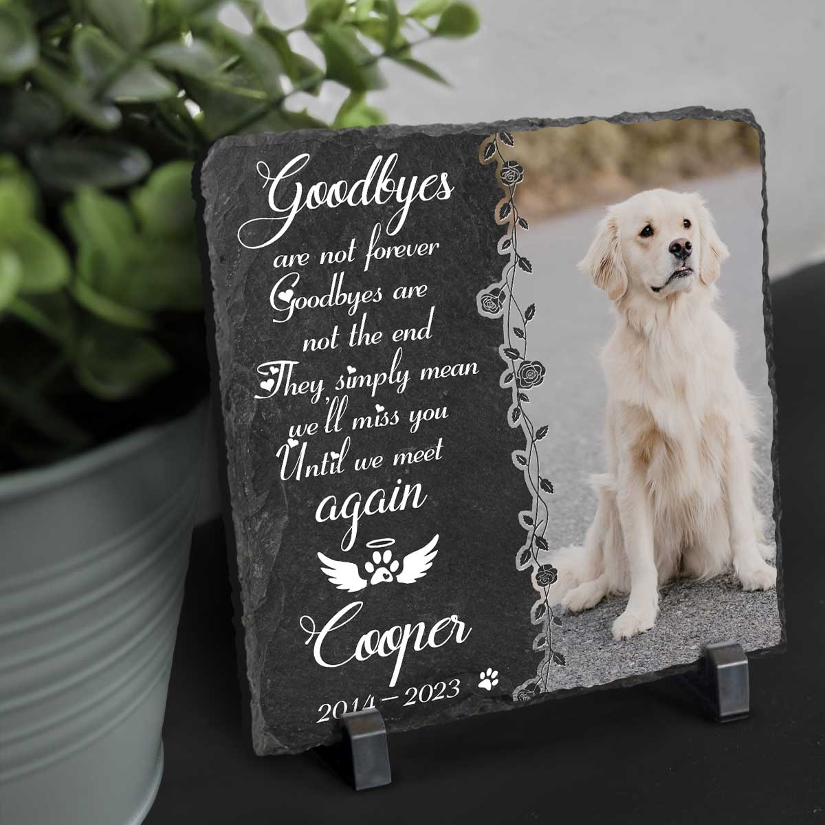 Until We Meet Again Custom Pet Memorial Slate, Personalized Dog Memorial Stone, Dog Loss Gifts, Pet Memorial Gifts, Pet Grave Markers, Pet Headstones, Gifts for Pet Lovers