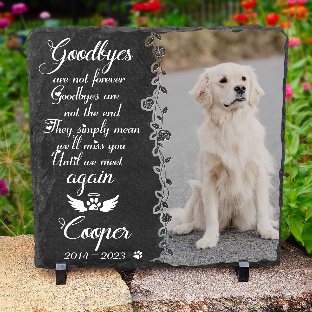Until We Meet Again Custom Pet Memorial Slate, Personalized Dog Memorial Stone, Dog Loss Gifts, Pet Memorial Gifts, Pet Grave Markers, Pet Headstones, Gifts for Pet Lovers